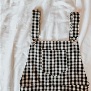 Gingham print overalls